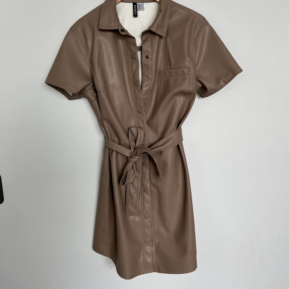 H&M faux leather button up dress - large